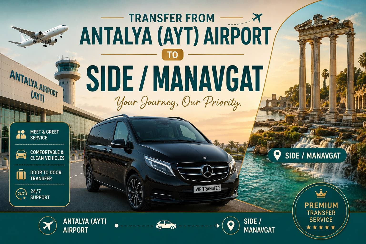 Transfer z lotniska w Antalyi (AYT) do Side/Manavgat
