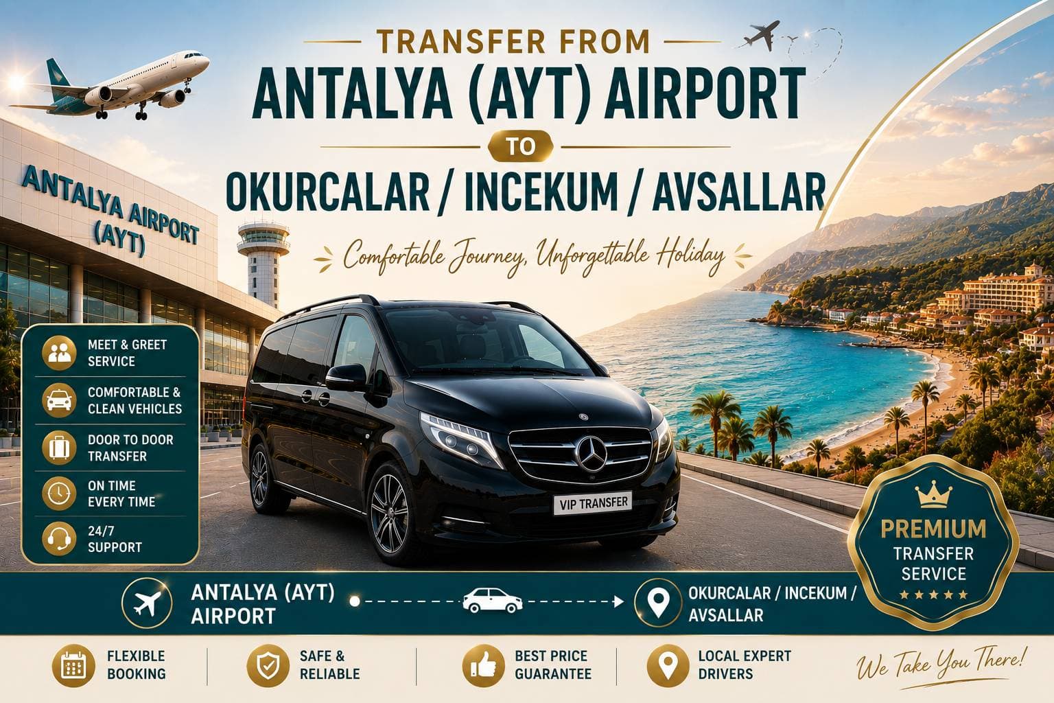 Transfer de la Aeroportul Antalya (AYT) către Okurcalar/Incekum/Avsallar