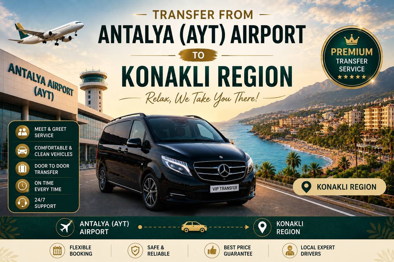 Transfer de la Aeroportul Antalya (AYT) către regiunea Konakli