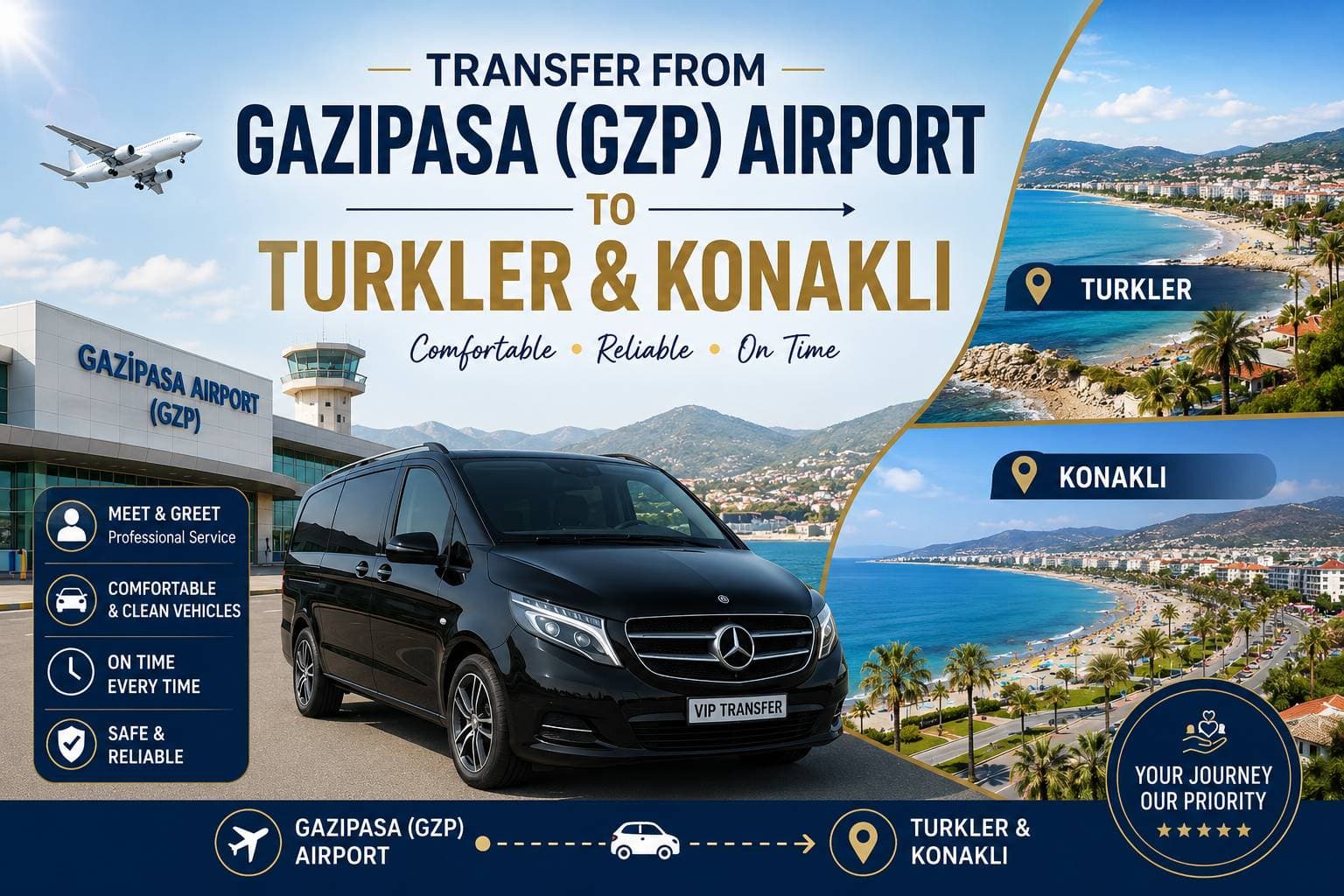 Transfer de la Aeroportul Gazipasa (GZP) către Turkler și Konakli
